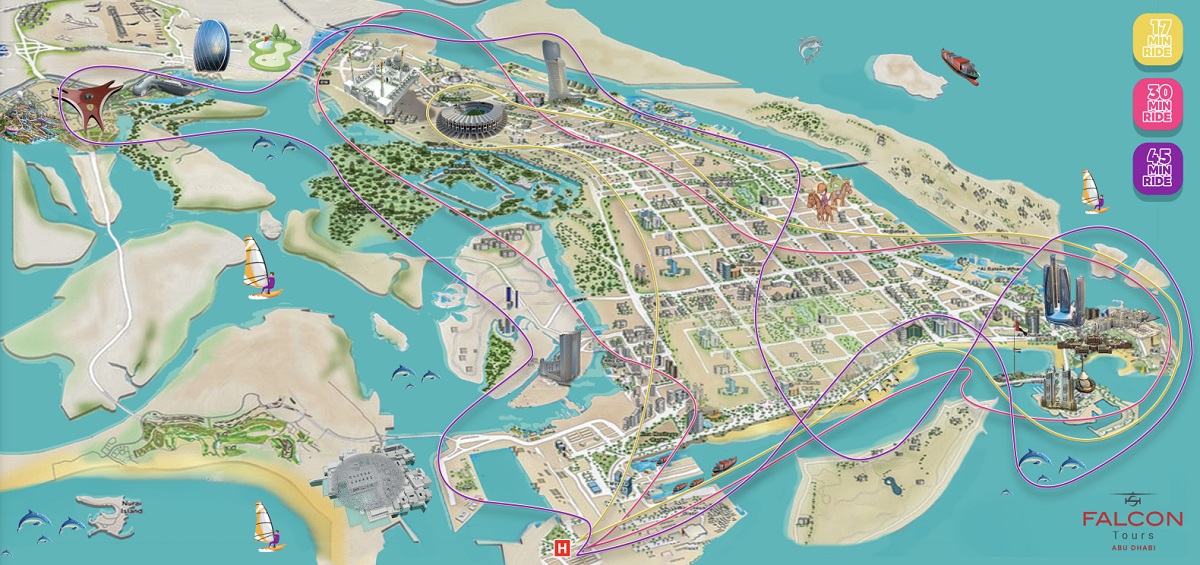 Схема полета на вертолете в Абу-Даби